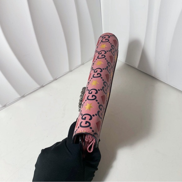 GUCCI Dionysus Super Mini Bag Pink GG Hearts & Stars Print - Picture 3 of 11